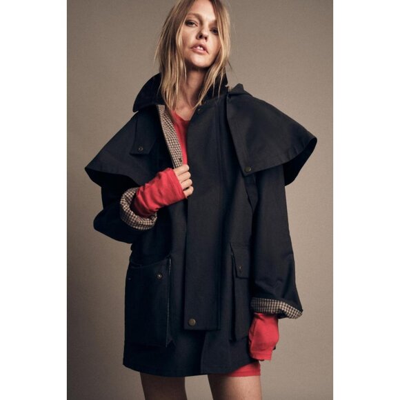 ZARA HOODED CONTRAST LAPEL TRENCH COAT ZW COLLECTION - Picture 2 of 8